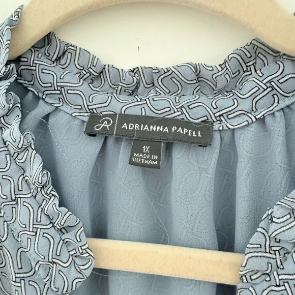 Adrianna Papell Light Blue Printed Button-Front Blouse - Picture 2 of 3